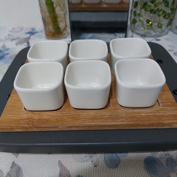 Ceramic Dipping Bowls Set of 6 with Tray Or Bowls for Side Dishes Cute Practical - Picture 5 of 8